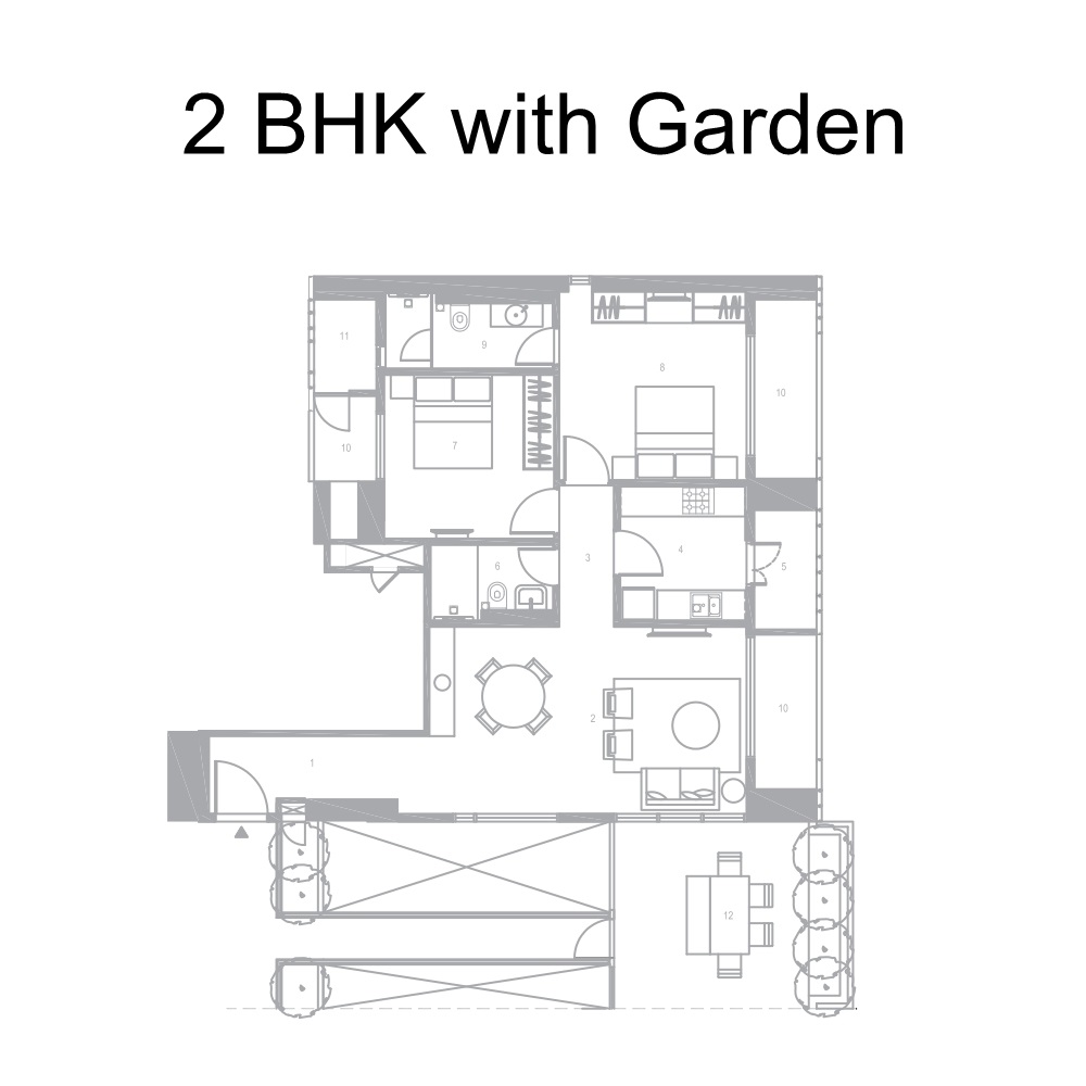 2 BHK with Garden
