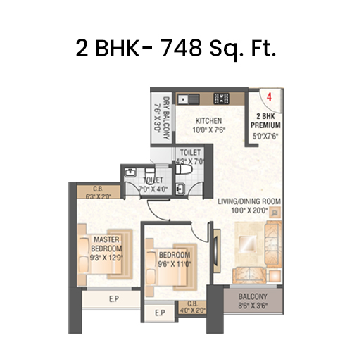 2 BHK With Deck