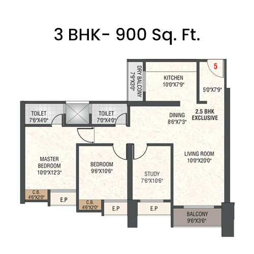 3 BHK With Deck