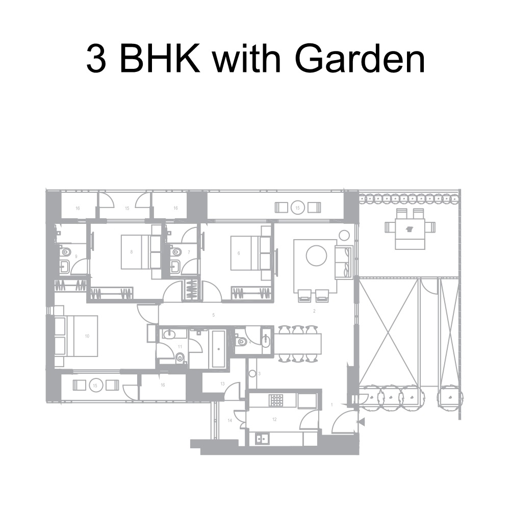 3 BHK with Garden